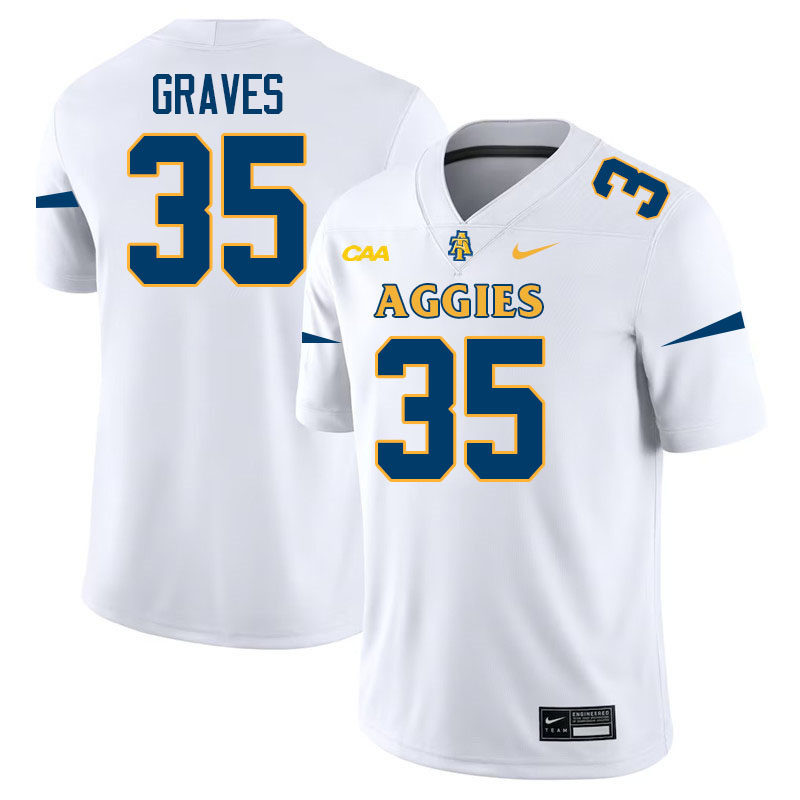 North Carolina A&T Aggies #35 Wesley Graves College Football Jerseys,Uniforms-White